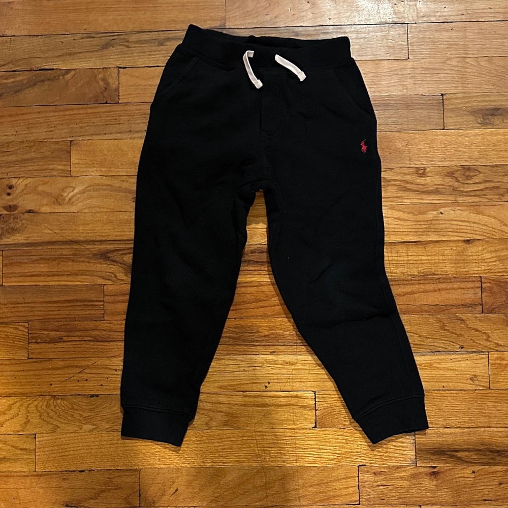 Ralph Lauren Kids Black Sweatpants with White Drawstring